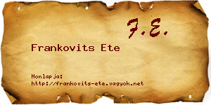 Frankovits Ete névjegykártya